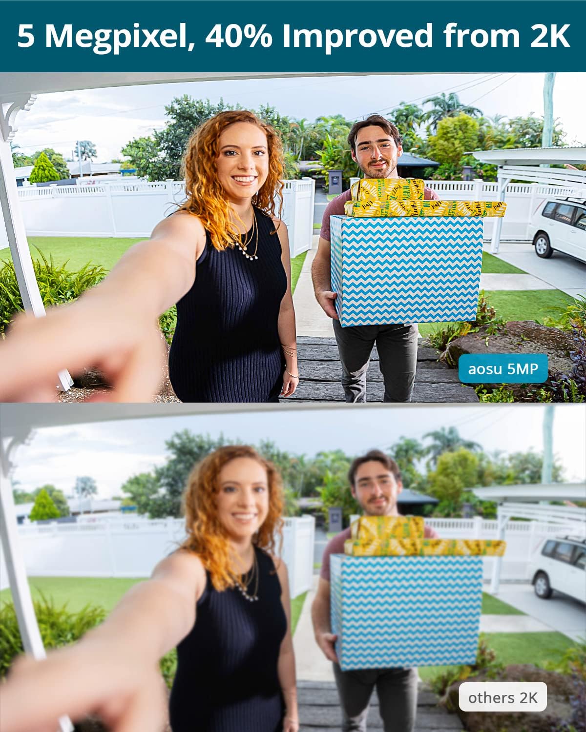 Doorbell Camera Wireless, aosu 5MP Ultra HD, No Monthly Fee, 3D Motion Detection Video Doorbell with Homebase, Enhanced (2.4/5 GHz) WiFi, 180-Day Battery Life, Work with Alexa & Google Assistant