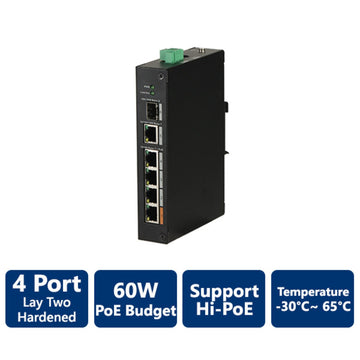 4-Port Lay Two Hardened PoE Switch(ACC-IP-POE3106-4ET-60)
