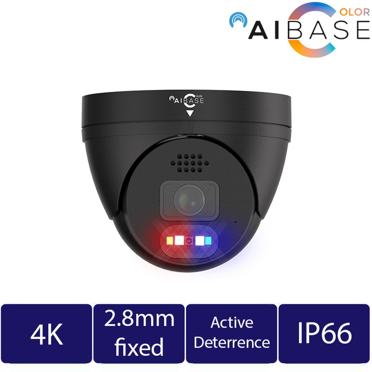 8MP Active Deterrence Full Color Fixed Lens IP Turret (CAM-IP3158B-PV-28-AI-S3)