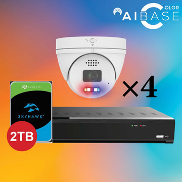4CH 5MP Active Deterrence AI Full Color PoE IP Kit (KIT-NV3104-5M-PV-AI-2T)