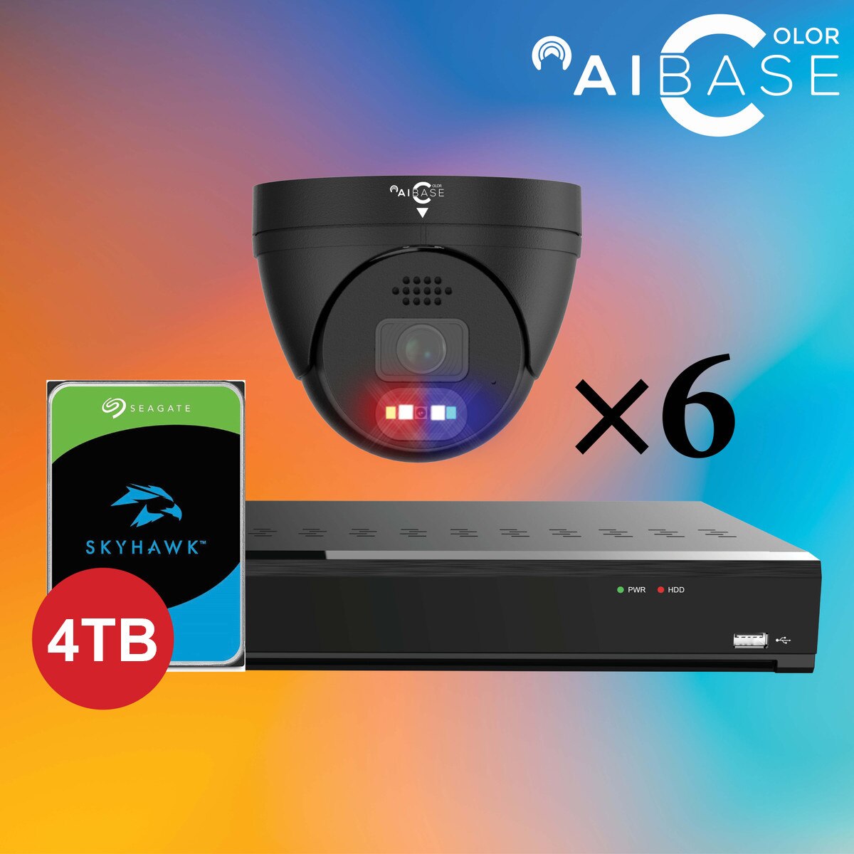 8CH 5MP AI Active Deterrence Full Color PoE IP Kit, black, 4TB Option (KIT-NV3108-5M-PV-AI-B-4T)