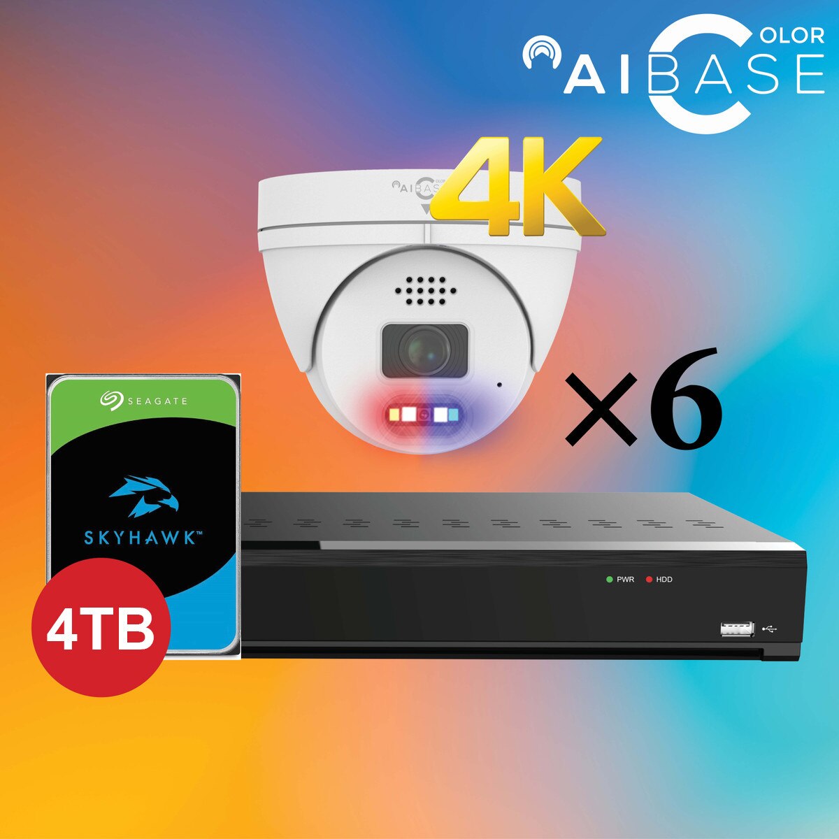 8CH 4K Active Deterrence AI Full Color PoE IP Kit, 4TB option (KIT-NV3108-8M-PV-AI-4T)