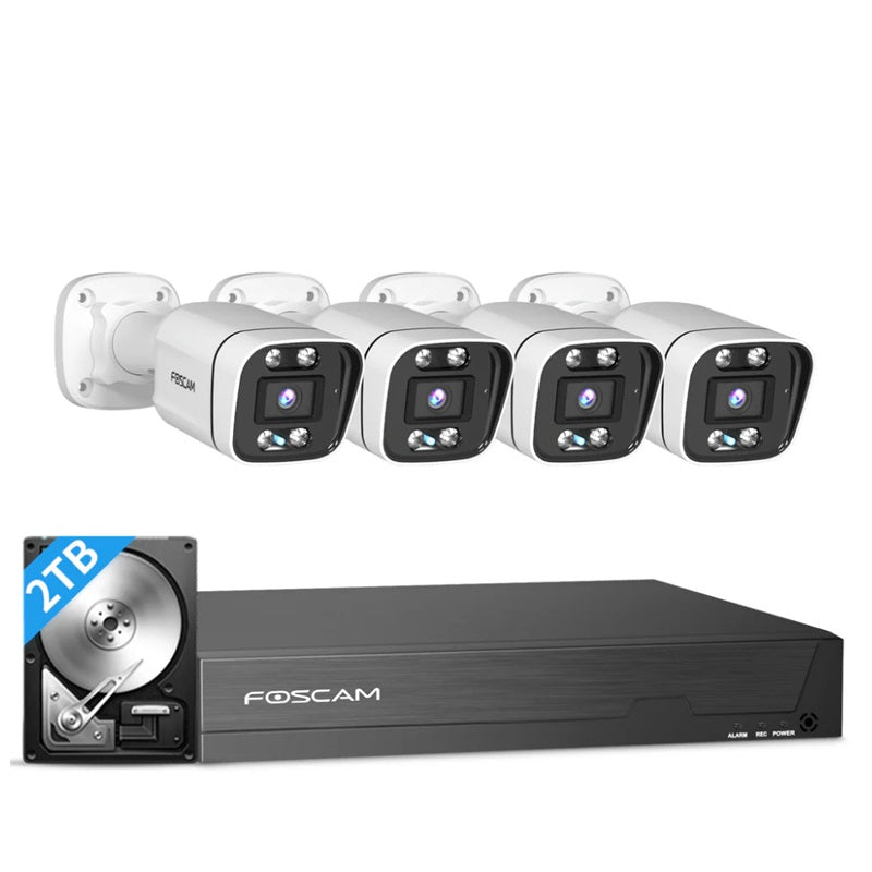Foscam FN9108E-B4-2T 8 Channel Intelligent 5MP HD Cameras Kit with 2TB HDD and 4pcs 5MP Bullet Cameras