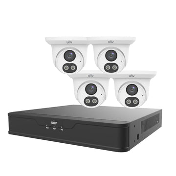 UNV EKDL-S31P4T44T1 4pcs 4MP IP Turret Duel Light camera Kit with 4CH & 1TB HDD