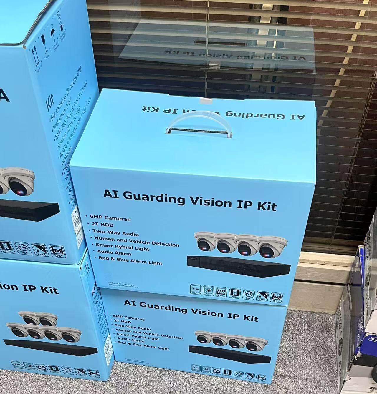 Guarding Vision IP-KIT4642-BR 4 Channel 8MP NVR with 2TB HDD and 4pcs Active Deterrence 6MP Smart Hybrid Light Fixed Turret Camera Kit
