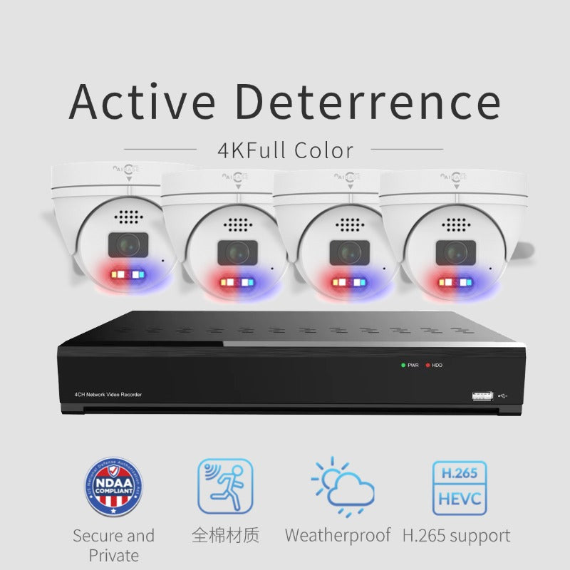4CH 4K Active Deterrence AI Full Color PoE IP Kit-NV3104+4X3158W
