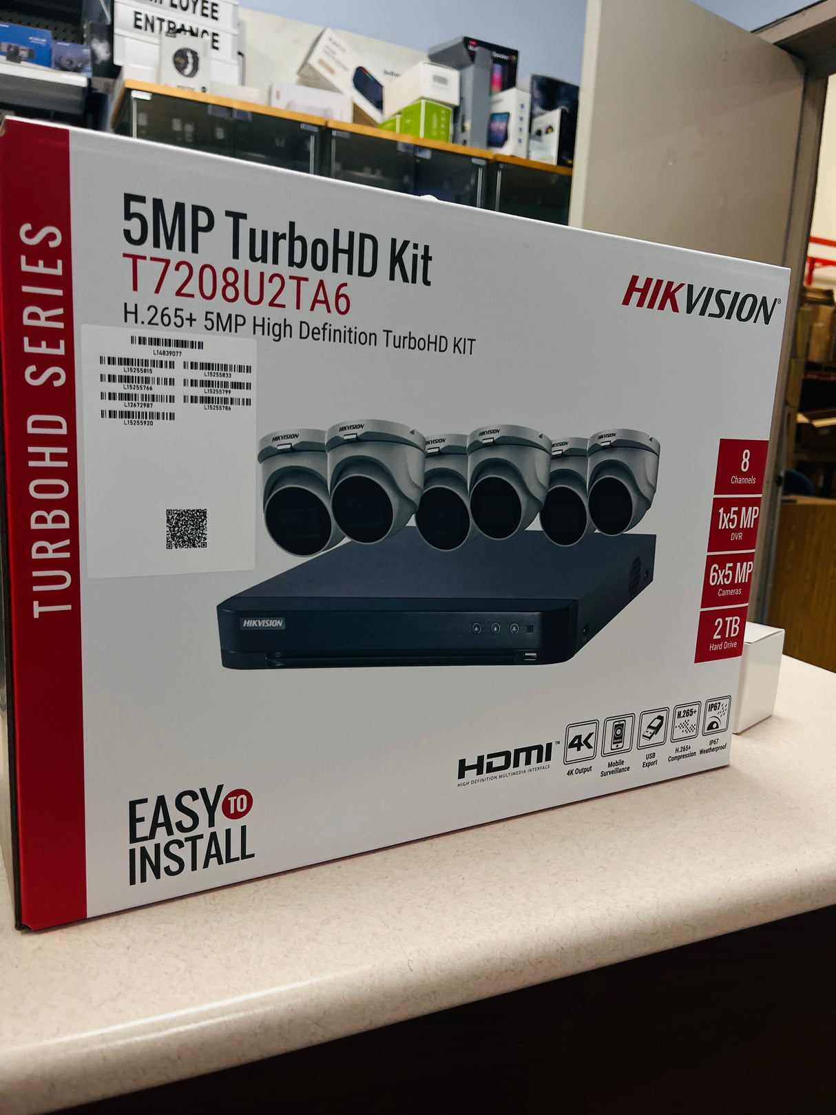 Hikvision 5MP 8-kanala TurboHD-Kompleto (T7208U2TA6)