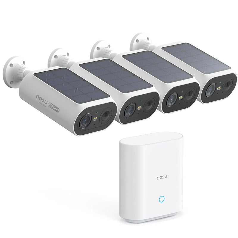 Solar Security Cameras Wireless Outdoor, 4 Cam-Kit, No Monthly Fees, Local Storage, Home Security Cameras System with Integrated Solar Panel, Easy Setup, 2K Color Night Vision, 5G & 2.4G WiFi