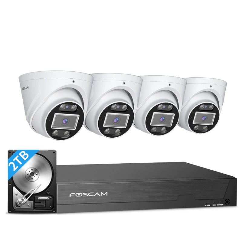 Foscam FN9108E-T4-2T 8 Channel Intelligent 5MP HD Cameras Kit with 2TB HDD and 4pcs 5MP Turret Cameras